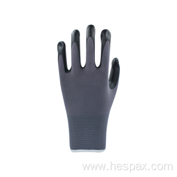 Hespax Anti slip Nylon Nitrile Microfoam Hand gloves